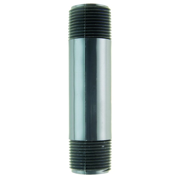 Boquilla de PVC B & K Schedule 80 de 1 pulgada MPT x 13 cm de largo, gris