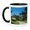 Black/White, variant on 3drose, Papua New Guinea, Fergusson Island. Village with Thatched Houses, 11oz Mug