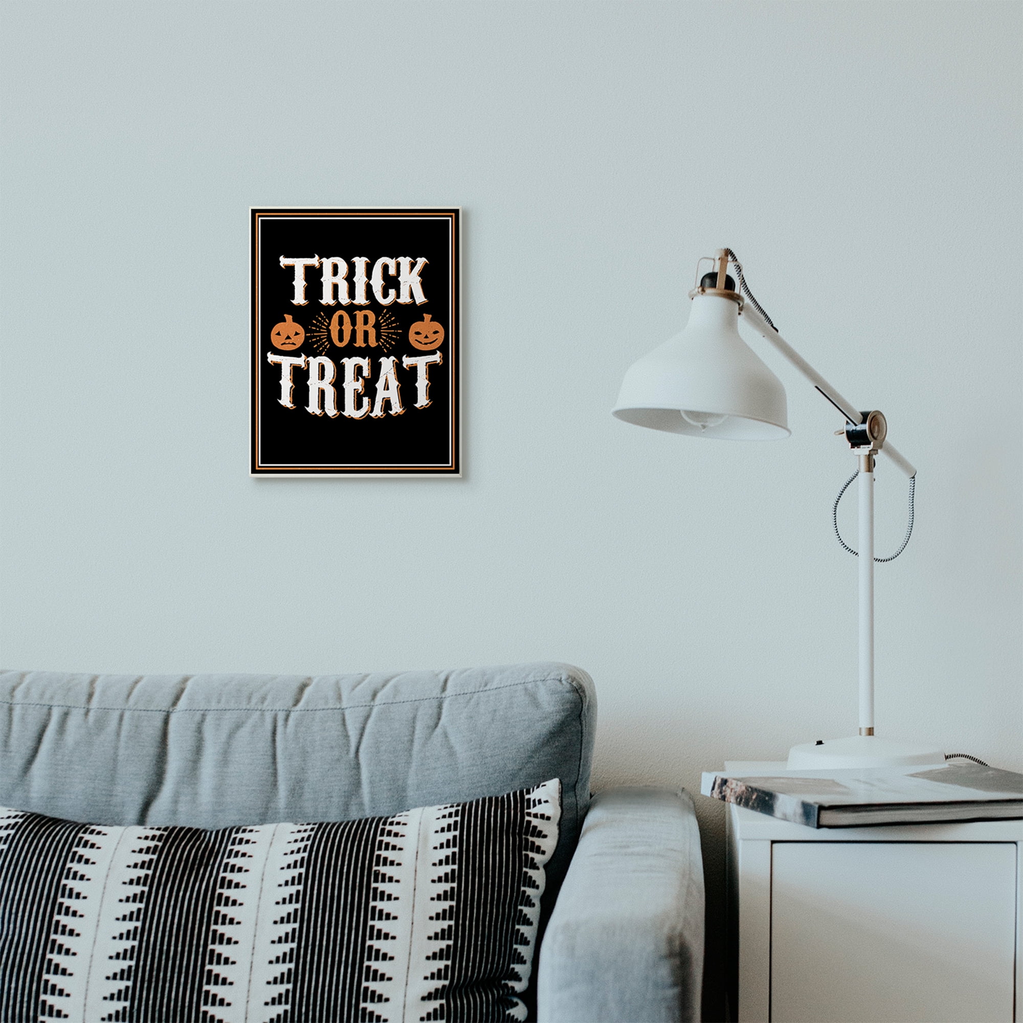 Stupell Industries Trick Or Treat Orange Black Holiday Word Design Wall Plaque by The Saturday Evening Post, 10" x 15", Wall Plaque