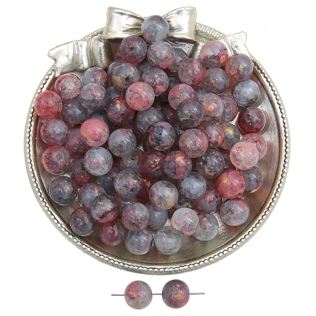 Cuentas de vidrio con forma de hielo a través de tinta que florecen con cuentas de oro, cuentas de vidrio hechas a mano, collar, pulsera, cadena, joyería, cuentas sueltas, accesorios