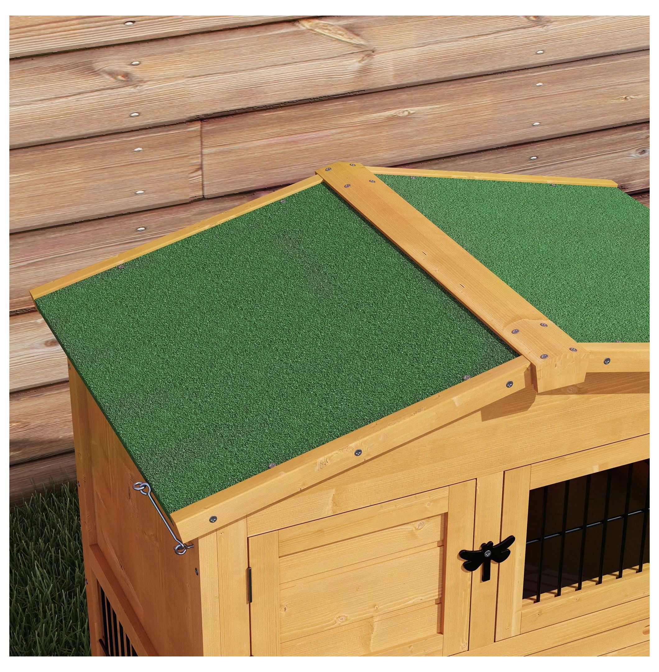 Spacious 2-Level 59" Rabbit Hutch Outdoor with Easy Open Top Yellow