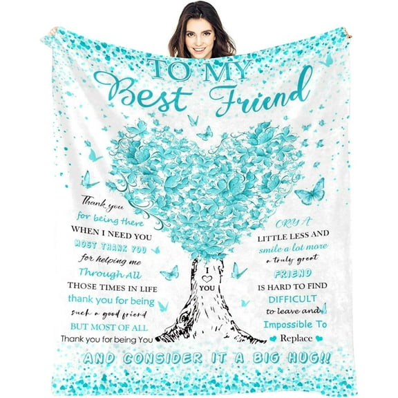 Friend Blanket, Friend Gifts for Bestie BFF Women, Friendship Unique Gifts, Soft Women Throw Blanket Gifts for Birthday Graduation Christmas Wedding, Warm Flannel to My Best Friend Blankets 50x60
