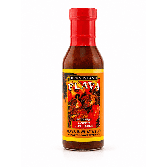 Dre's Island Flava Spicy Jerk Sauce Bold Fiery Island Heat Gluten-Free No MSG 14oz