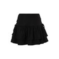 thumbnail image 2 of Blotona Womens Ruffle Mini Skirt Sexy High Waist Solid Color Criss Cross Tie Up A-Line 90s E-Girl Goth Summer Black Short Dress, 2 of 9