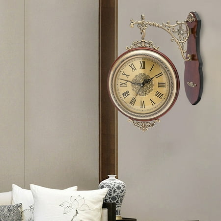 Double Sided 12 Wall Clock Antique Style Wall Clock Vintage Wall-Mounted Clock with Silent Movement Wall Art Clock for Home Cafe Hotel