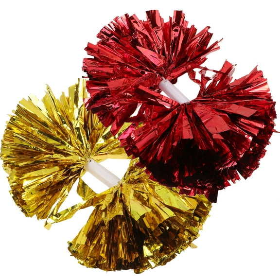 WHAMVOX Reusable Cheerleader Pom Poms Red Gold Plastic 2Pcs 14x11in