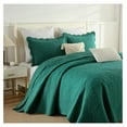thumbnail image 2 of 3-Piece 100% Cotton Oversized Bedspread Lightweight Quilt Coverlet Embroidery Farmhouse Bedding Set T0 (Emerald, Queen (100"x106")), 2 of 7