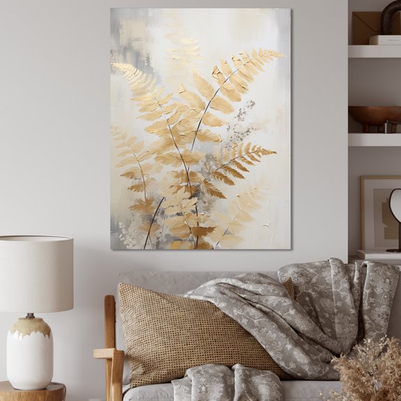 Designart "Graceful Serenity Amongst The Golden Ferns X" Ferns Canvas Wall Art
