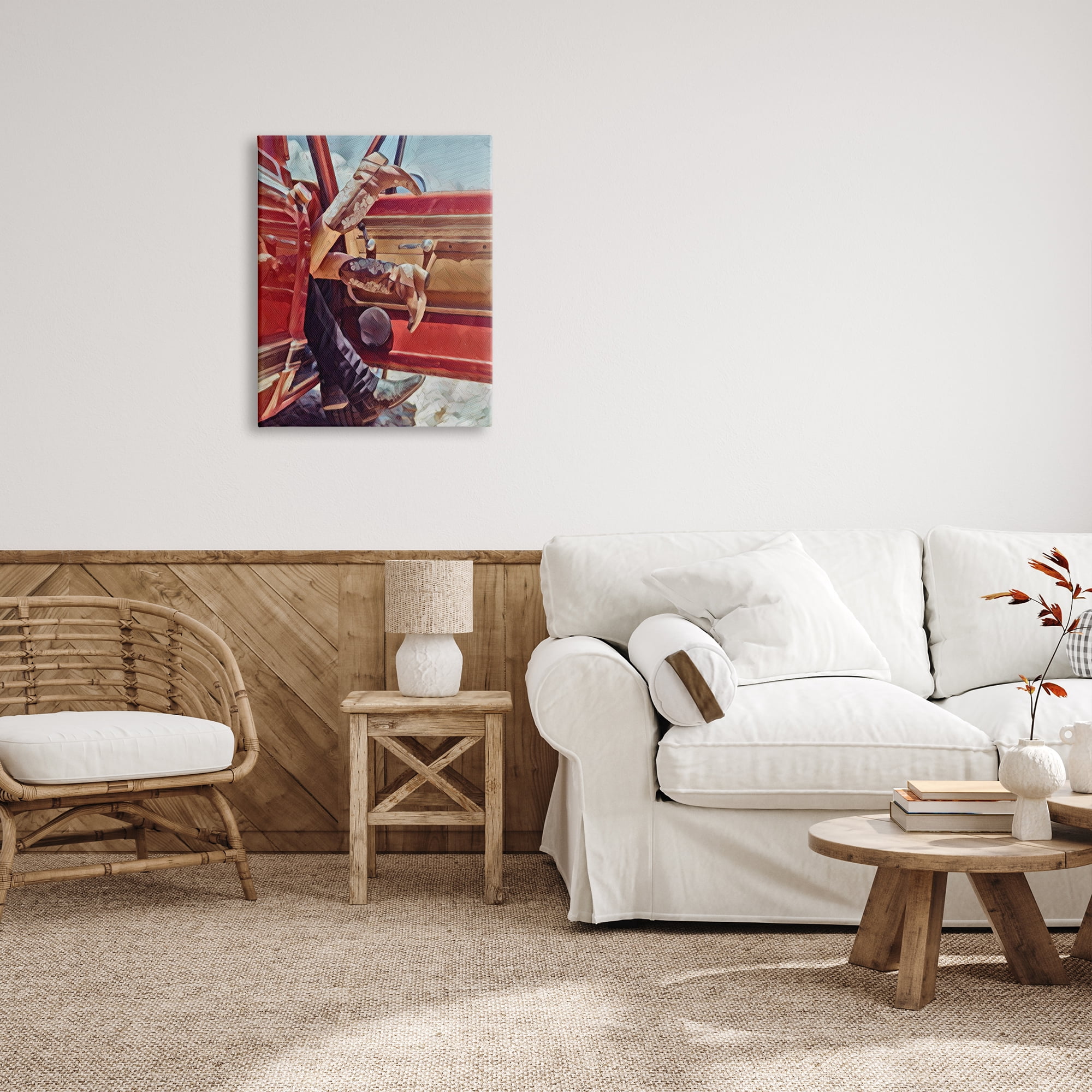 Stupell Industries Romantic Cowboy Boots Couple Transportation Painting Gallery Wrapped Canvas Art Print Wall Art, 24 x 30