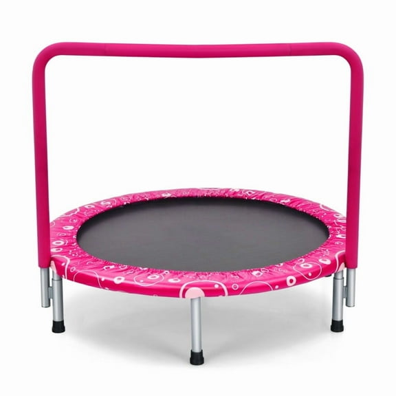 Canddidliike Kid's Trampoline Mini Rebounder with Full Covered Handrail, Pink/black, 36.00" x 36.00" x 32.00"