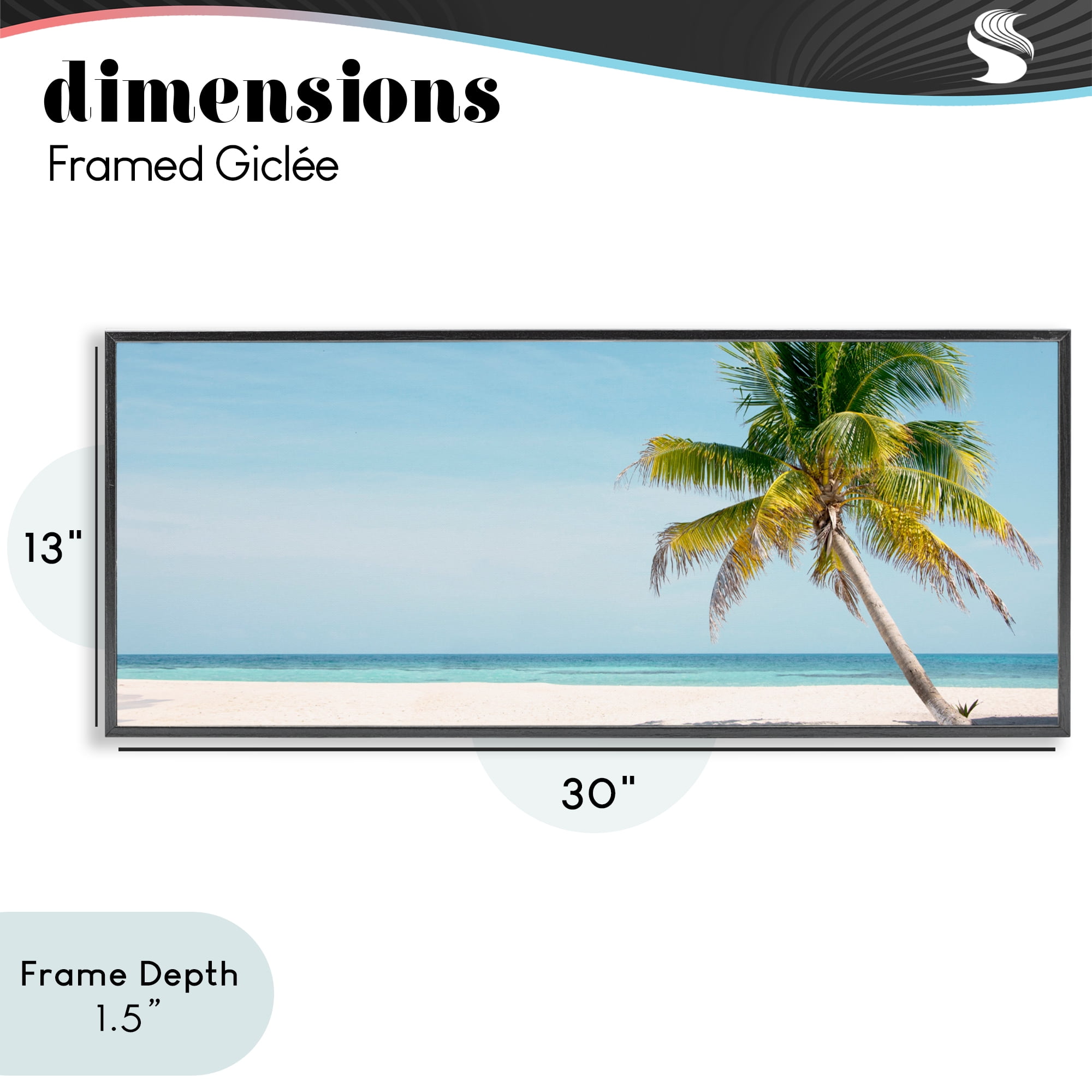 Stupell Industries Tropical Island Palm Tree Black Framed Giclee Art, design by Danita Delimont