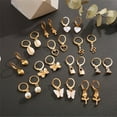 thumbnail image 3 of YOBEST Gold Color Simulated Pearl Earrings Set Butterfly Lock Heart Flower Shell Drop Earrings for Women Wedding Jewelry Gifts, 3 of 4