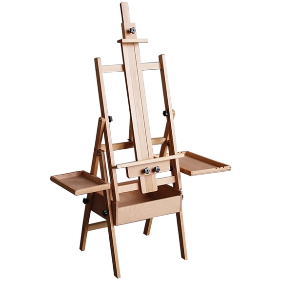 golytefs Beech Multifunctional Easel with Drawer Tray Oil Painting Stand Foldable Adjustable Easel for Children Sketch Oil Painting