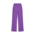 thumbnail image 5 of Moxiu Womens Summer Pants Capri Pants for Women Casual 2025 Drawstring Elastic High Waist Linen Pant Straight Wide Leg Cropped Trouser Purple,XXXXXL, 5 of 5