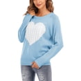 thumbnail image 3 of Cogild Women Cute Heart Sweaters Casual Crew Neck Pullover Cable Knitted Sweater, 3 of 6