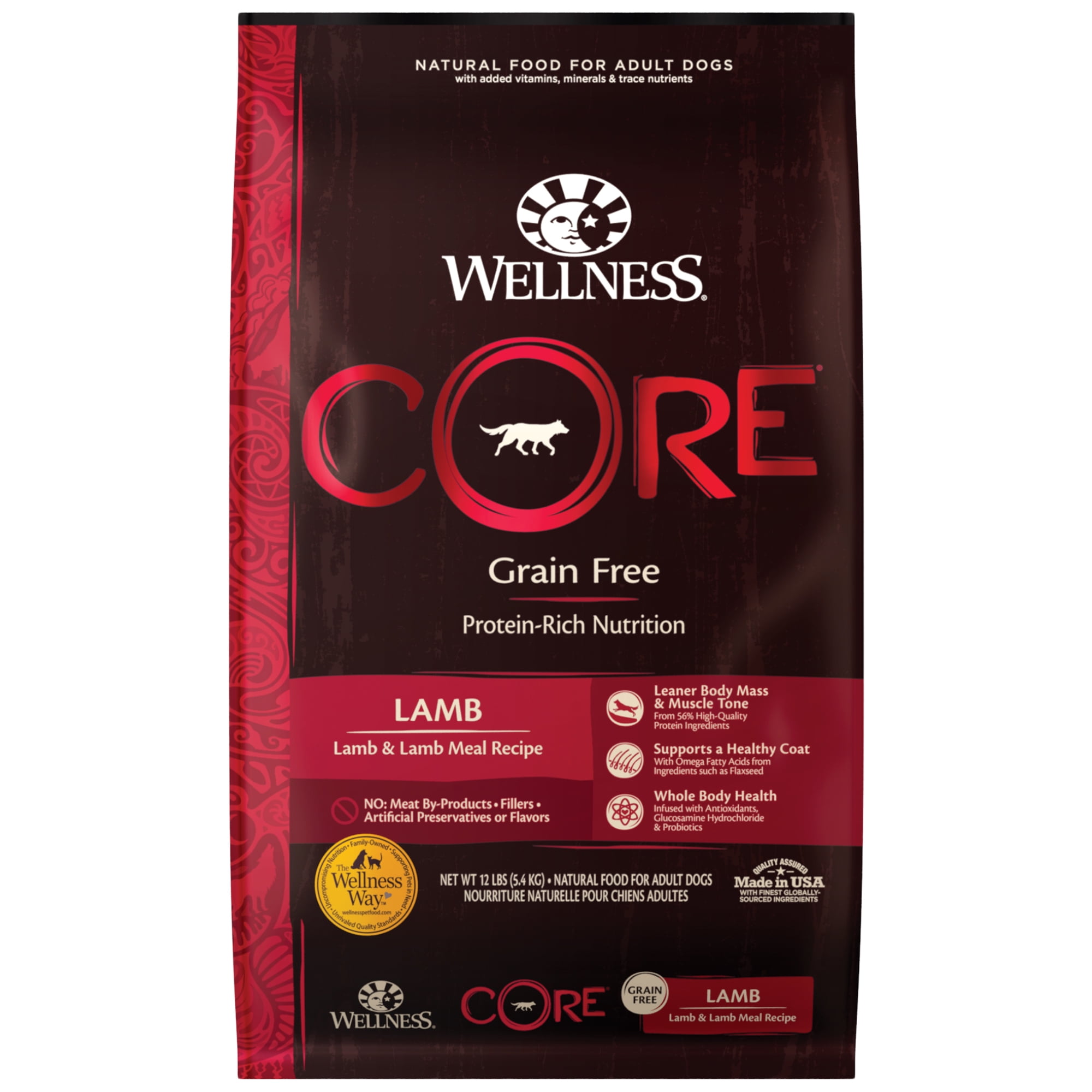 Wellness CORE Natural Grain Free Dry Dog Food, Lamb, 12Pound Bag