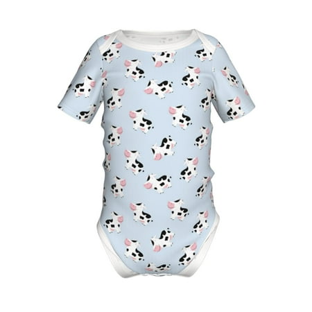 

Lukts Cute Farm Cow Print Baby Short Sleeve Romper Onesie for Newborn Baby Boys and Girls-18 Months