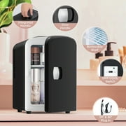 Auseo Mini Portable Fridge Personal, Countertop, 4L/6 Cans, Cooler Small Refrigerator, AC/DC, Option for Skincare, Makeup, Drinks, Dorm Room