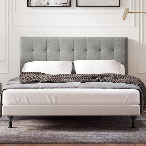 Glenwillow Home Kaya Buttonless Tufting Upholstered Headboard, Stone, Full/Queen