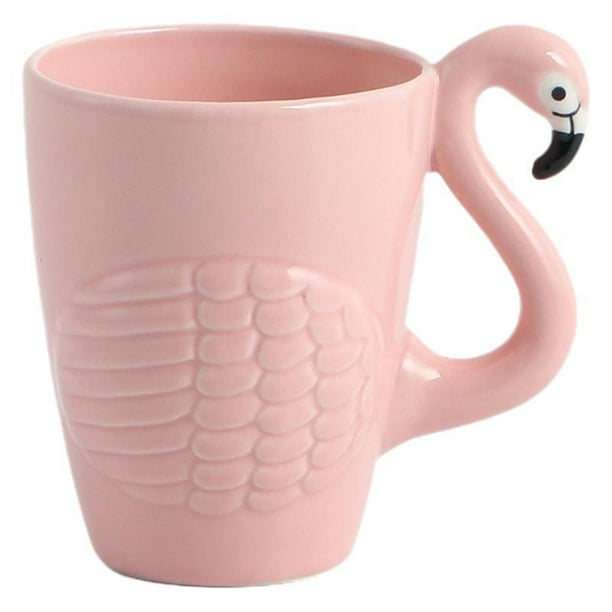 Taza de cerámica con forma de flamenco, 350 ml de capacidad, color rosa