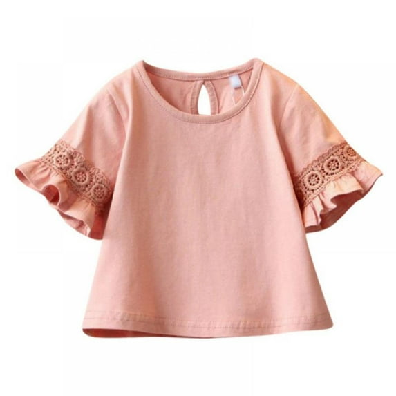 Girl's T Shirt Flare Sleeve Tops Casual Solid T-Shirt Blouse for 1-8T Kids