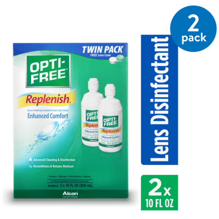 (2 Pack) Opti-Free Replenish Multipurpose Disinfecting Solution, 2 x 10 Fl Oz