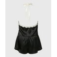 thumbnail image 5 of Ensemble de Pyjama en Satin avec Garniture en Dentelle Noire Tuxedo, 5 of 5