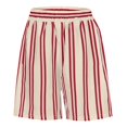 thumbnail image 4 of felwors Women Striped Boxer Shorts Elastic High Rise Pajama Bottoms Casual Lounge Shorts with Pockets Sleepwear Khaki, S, 4 of 4