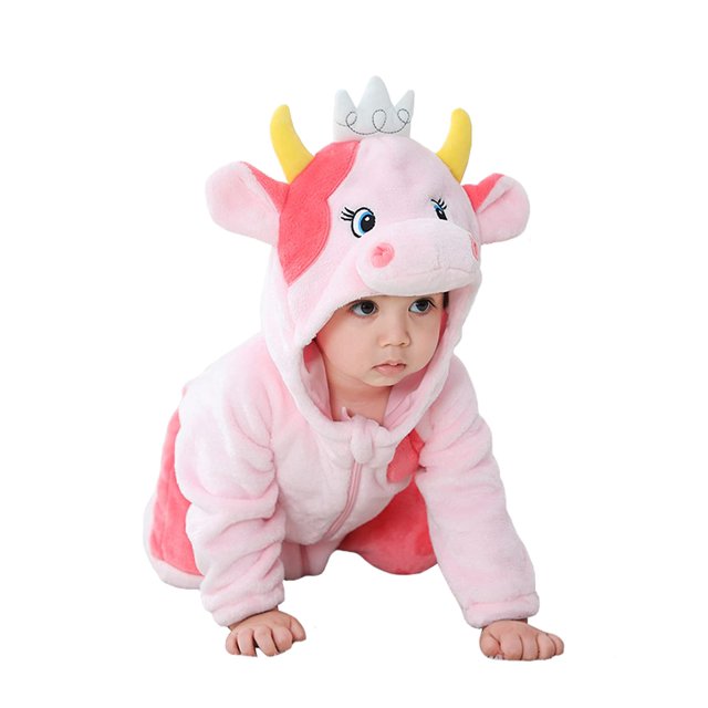 Disfraz TONWHAR, traje de bebé con forma de animal, mameluco, vaca rosa