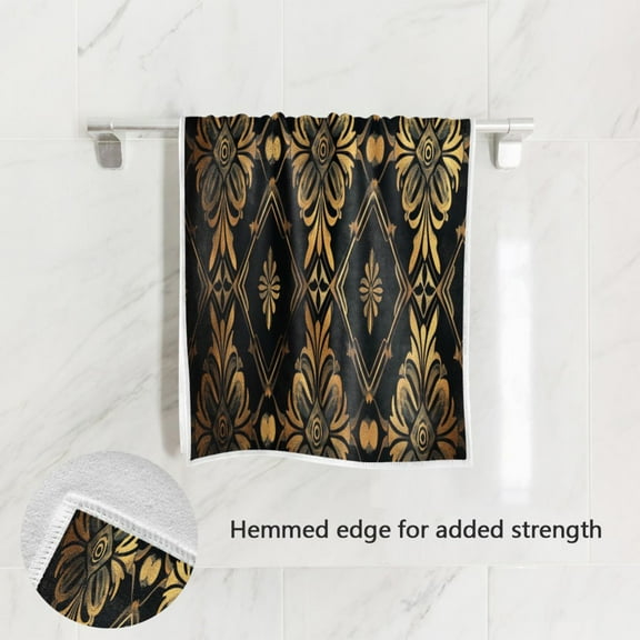 BZSMCE Bath Towel 30 X 15 in Soft Towel Gold and Black Pattern Design Pattern