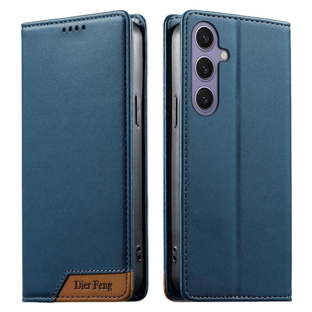 Funda Tipo Cartera de Cuero Sintético para Samsung Galaxy S24 Plus Bloqueo RFID, con Ranuras para Tarjetas y Bolsillo para Efectivo, Cierre Magnético Fuerte Azul