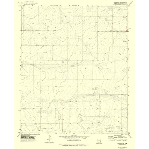 Topographical Map - Garrison New Mexico Quad - USGS 1972 - 23 x 28.36 - Vintage Wall Art