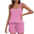 thumbnail image 2 of Zpanxa Two Piece Sets for Women Summer V-Neck Sleeveless Camisole Tops with Pockets Comfy Shirts Biker Shorts Tracksuit Casual Sweat Sets Lounge Sweatsuits Matching Set Pink A M, 2 of 7
