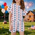 thumbnail image 3 of Grblisyd 4th of July Outfits for Girls Patriotic Summer Ruffle Short Sleeve Shirts Top and Drawstring Elastic Waist Shorts Set, 3 of 5