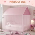 thumbnail image 2 of Princess Bed Canopy for Girls - Pink Bed Canopy Princess Castle Dreamy Playhouse Mosquito Net Reading Nook Canopies Play Tent Canopy Bed Curtains for Kids Room(Twin,Full), 2 of 8