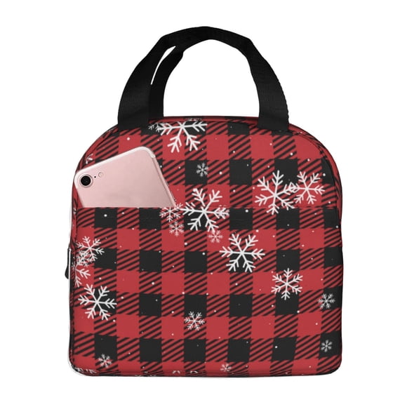 Easygdp Red Buffalo Plaid Bolsa Térmica Premium - Tela Oxford Impermeable, Gran Capacidad, Bolsillo Frontal, Unisex para Trabajo, Escuela, Actividades al Aire Libre y Picnics