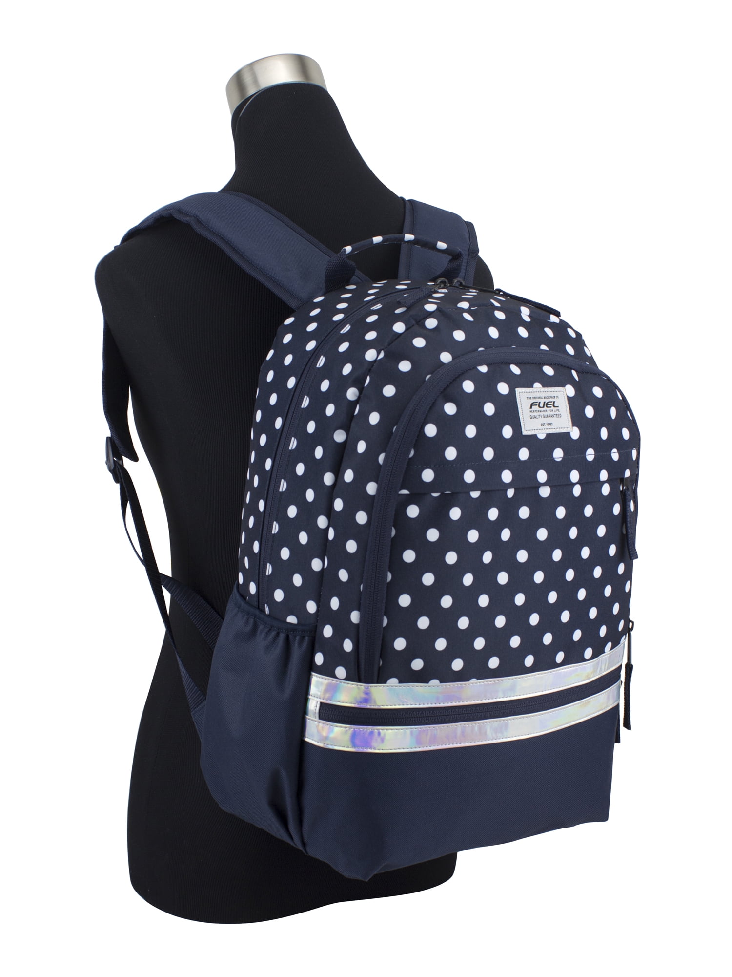Fuel Girls Ultra Backpack, Navy White Polka Dots