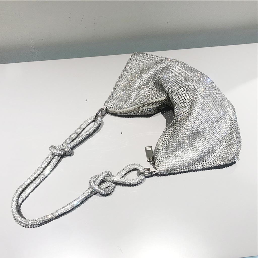 HeroNeo Elegant Shining for Rhinestone Clutch Purses Chain Strap Shoulder Bag Hobo Bags Chic Alexander Underarm Bag Top Zipper