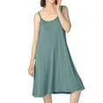 thumbnail image 2 of SWSMCLT Women's Sleeveless Nightgown Soft Summer Sleepwear Cotton Stretchy Short Rayon Cotton Spaghetti Strap Sleep Dress Green 3X-Large, 2 of 4