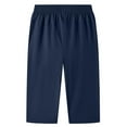 thumbnail image 3 of Capri Pants for Men Elastic Waist Solid Color Capris with Pockets Relaxed Fit Wide Leg Pants, 3 of 4