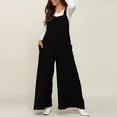 thumbnail image 3 of Women Maternity Overalls Square Neck Sleeveless Wide LegPregnancy Jumpsuit Fashion Loose Casual Baggy Clothes with Pockets, 3 of 5