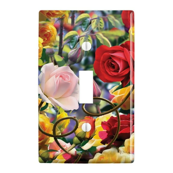 Wild Rose Tango Flowers Plastic Wall Decor Toggle Light Switch Plate Cover