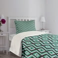 thumbnail image 3 of Ambesonne Teal and White Quilted Bedspread Set 2 Pcs, Retro Diamond Line, Twin Size, Seal Brown Sea Green, 3 of 5