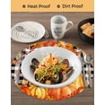 thumbnail image 3 of 13 Inch Round Placemats Set of 6, Thanksgiving Non Slip Heat Insulation PP Table Mats, Autumn Orange Red Pumpkin Leaf Plaid Black Washable Place Mats for Kitchen Dining Party Table Decor, 3 of 7