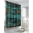 thumbnail image 3 of Fsddascl Teal Brown Vintage Wood Shower Curtain Set - 48" x 72" Washable Bathtub Curtain with 12 Hooks, Abstract Retro Shabby Plank Waterproof Fabric Stall Shower Curtains for Bathroom/Bathtub, 3 of 6