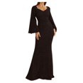 thumbnail image 2 of YMNXA Women's Dress Flared Sleeve V Neck Solid Color Sequin Evening Gown Elegant Fashion Dresses For Party Black L, 2 of 5