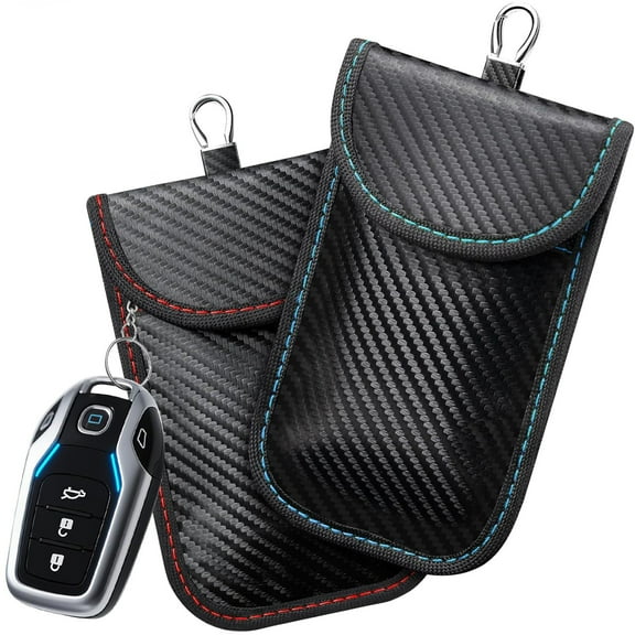 GMZW Faraday Key Fob Protector, 2 Color Faraday Bags for Car Keys, Safe Key Pouch for Car RFID Key Fob Protector, Signal Blocking Case(2 Pack)