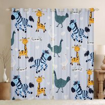Manfei Giraffe Zebra Blackout Curtains Set of 2 (52x84 Each) for Preppy Children Kids,Cartoon Jungle Animal Window Curtains,Love Heart Print Curtains and Drapes,Super Cozy Room Decor