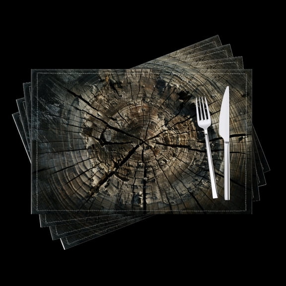 BaHomeck placemats Set of 4 Old Tree Stump With Cracks And Rings Cotton Linen rectangle Placemats for Kitchen Dining Table Indoor,Outdoor,18*12inch