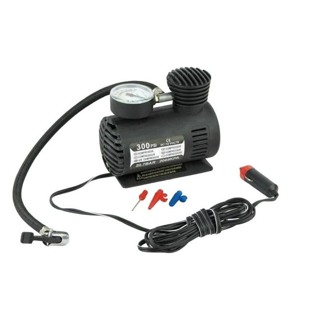 LOVEVER DC 12V 100W Air Compressor Pump Portable Electric Tire Inflator with Pressure Gauge (Black)